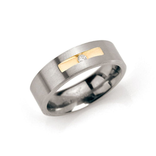 Boccia Two-tone Titanium Band with Single Channel-set .03pt Diamond - 0101-08