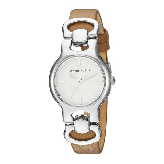 ANNE KLEIN Brown Leather and Silver Modern Watch - AK-2631SVTN