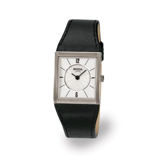 BOCCIA Titanium Rectangular Black & White Watch - 3148-01