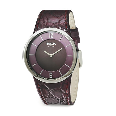 BOCCIA Titanium with Large Round Plum Face and Leather Band - 3161-06