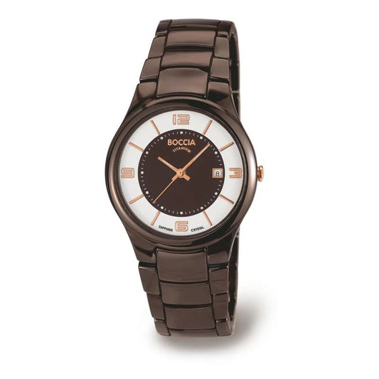 BOCCIA Titanium Reddish-Brown Ceramic Watch w/Sapphire Crystal - 3196-06