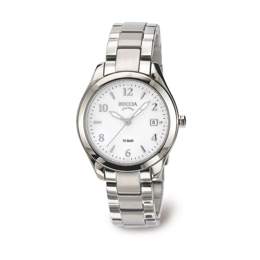 BOCCIA All-Titanium Round White Face Lightweight Watch - 3224-01