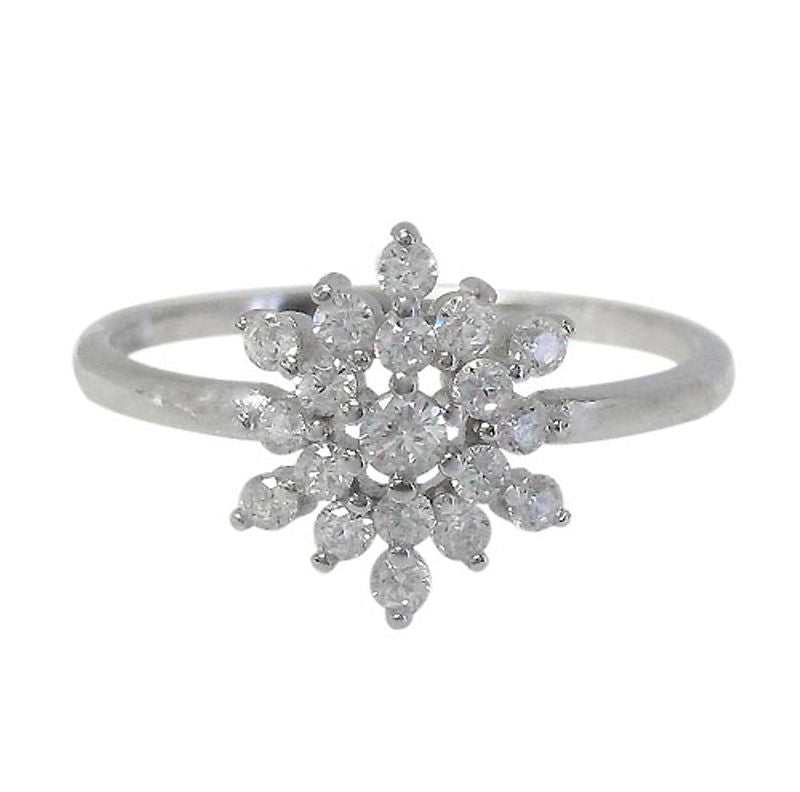 Sterling Silver Snowflake Cubic Zirconia Ring - ACZ1458