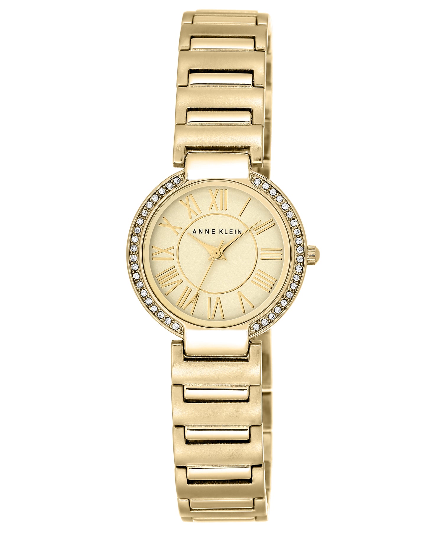 ANNE KLEIN Soft Yellow Gold Watch w/Crystals and Pale Yellow Dial - AK-2036CHGB