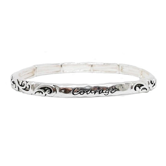 Silver-plated 'Courage' Stretch Bracelet - Chelsea Pewter