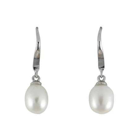 White Freshwater Pearl Sterling Silver Dangle Earrings