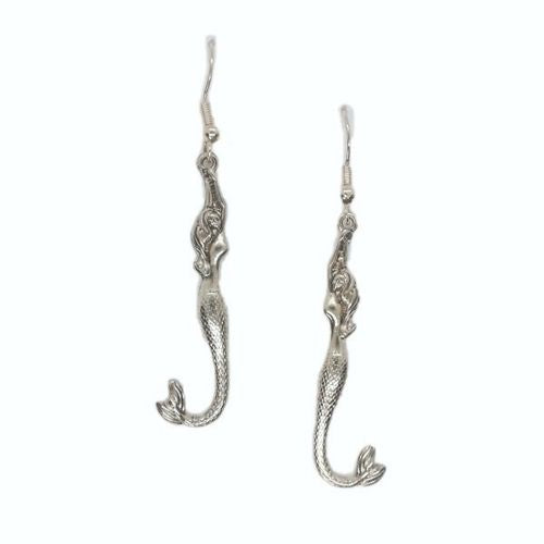 Long Mermaid Pewter Dangle Earrings by Chelsea Pewter - E1864FS