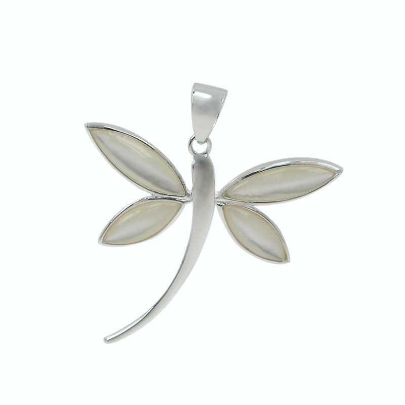 Sterling Silver and White Mother of Pearl Dragonfly Pendant