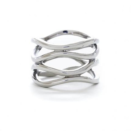 Wavy High Polish Stainless Steel Ring - R399