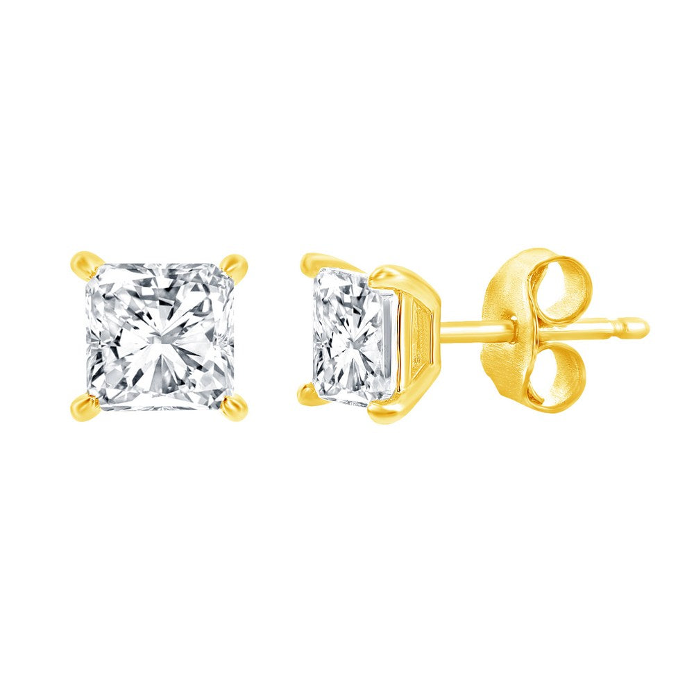 Sterling Silver & Princess Cut CZ Necklace and Earring SET - SET611 or SET612