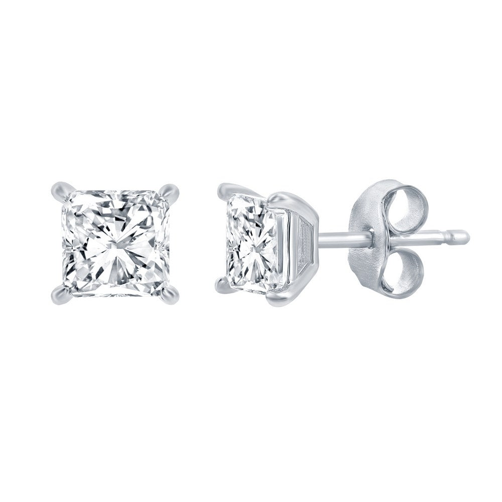 Sterling Silver & Princess Cut CZ Necklace and Earring SET - SET611 or SET612