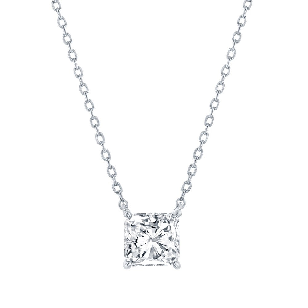 Sterling Silver & Princess Cut CZ Necklace and Earring SET - SET611 or SET612