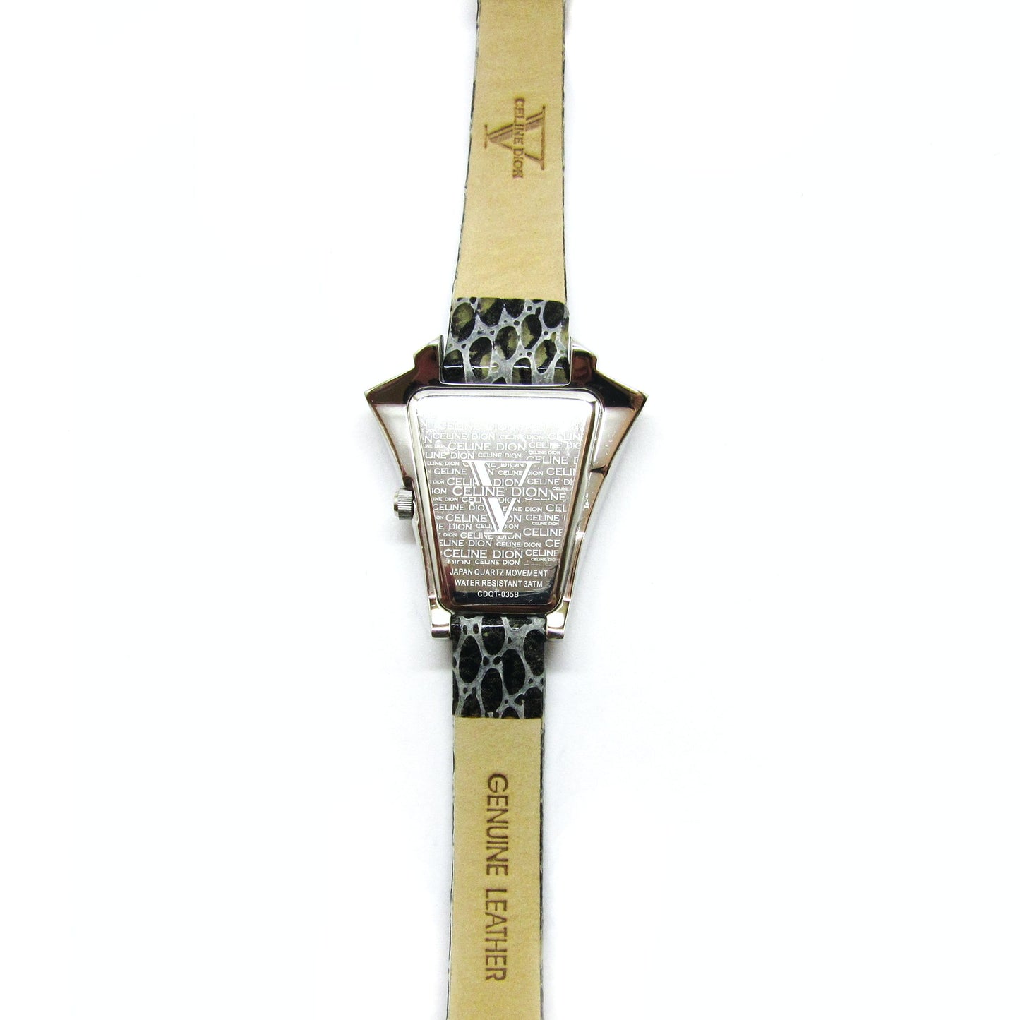 CELINE DION - Unique Crystal Case with Animal Print Band Wristwatch