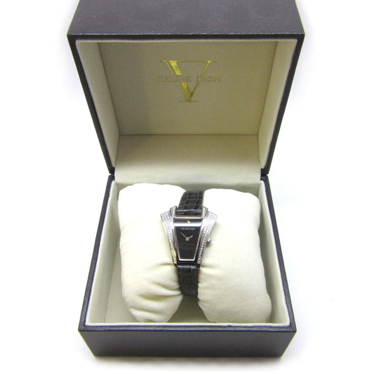 CELINE DION - Unique Crystal Case with Black Band Wristwatch