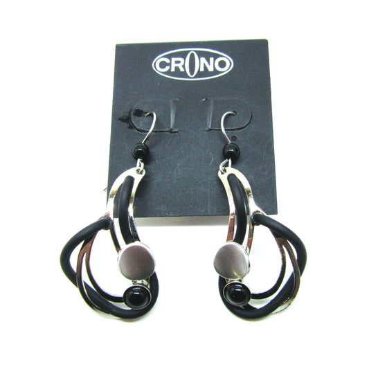 Christophe POLY Silver and Black Rubber - Dangle Earrings