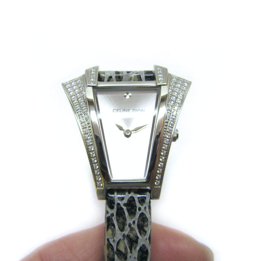 CELINE DION - Unique Crystal Case with Animal Print Band Wristwatch