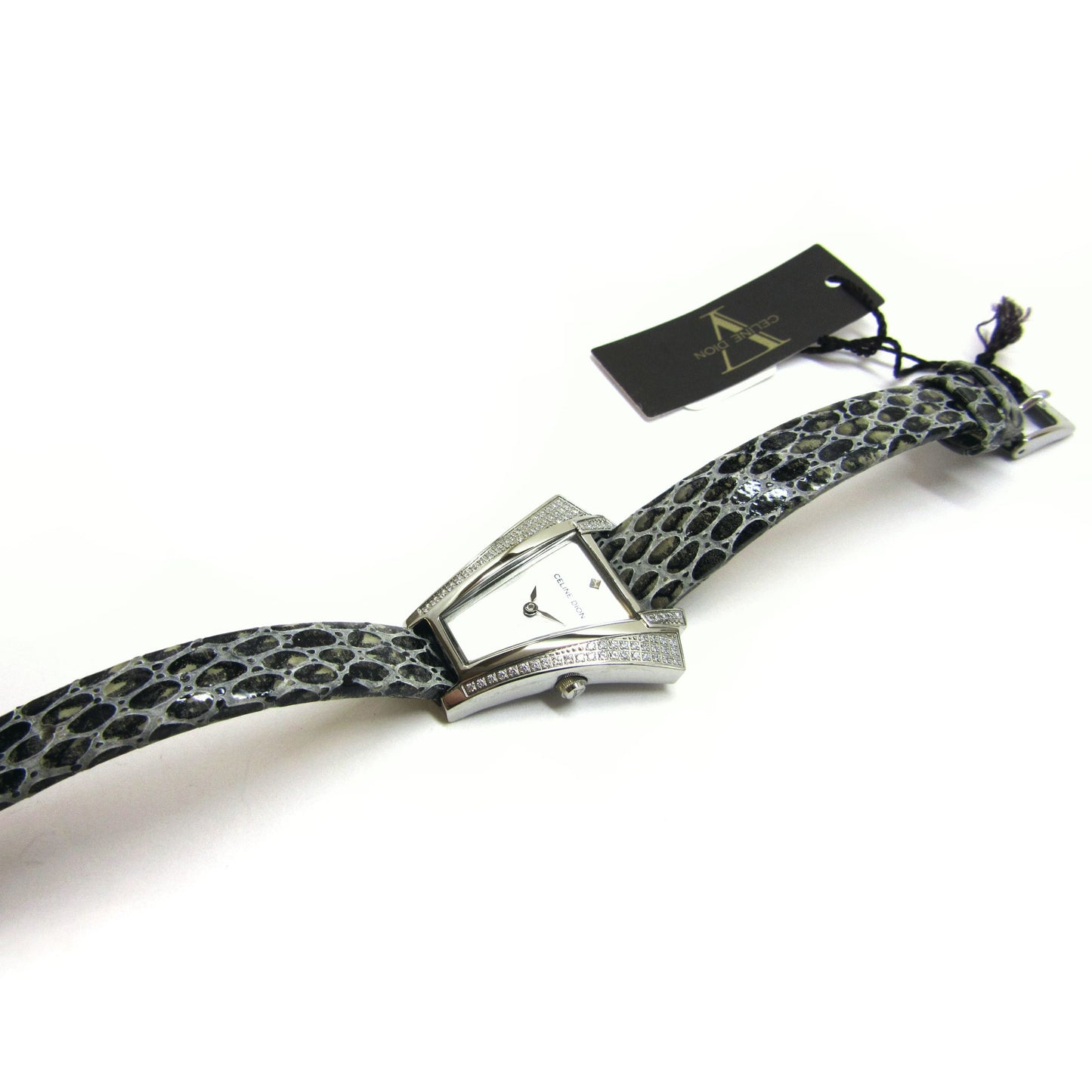 CELINE DION - Unique Crystal Case with Animal Print Band Wristwatch