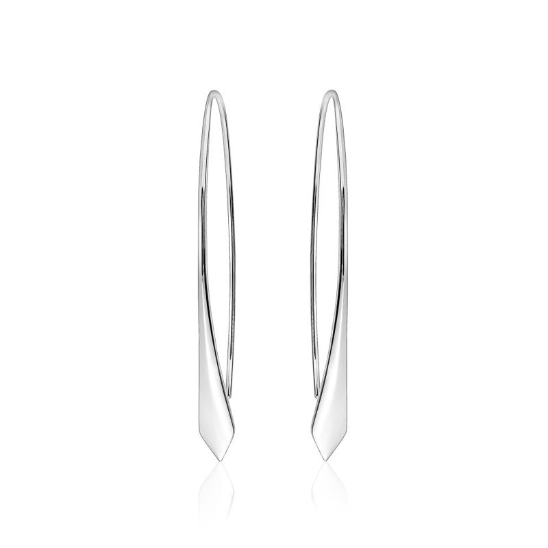 Elegant Long Sterling Silver Point Earrings - Rhodium-plated - Delphinus