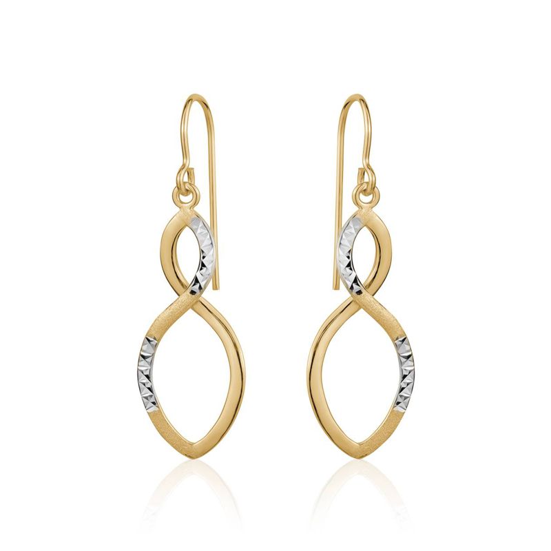 Soft Brushed Gold-plated Sterling Silver Infinity Earrings with Etched Detail - A-E78