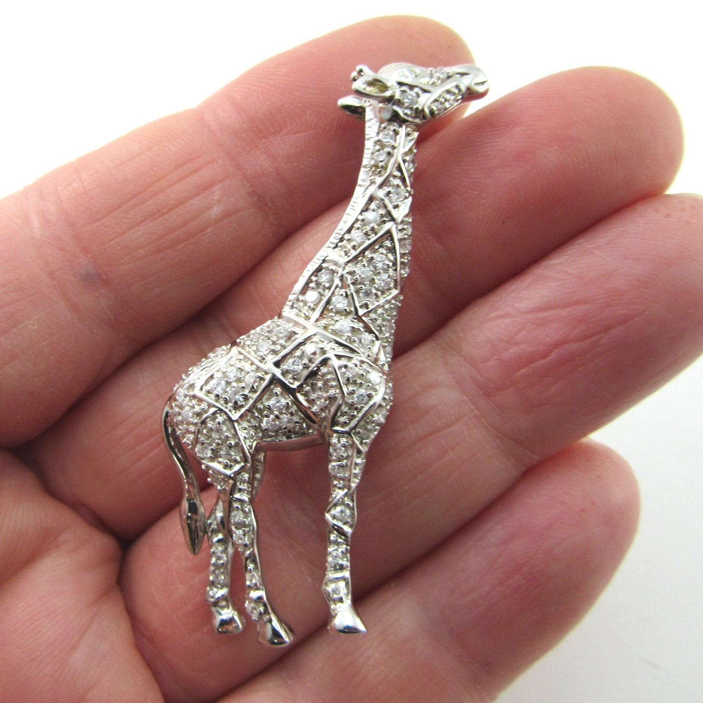 Unique Sterling Silver and Cubic Zirconia GIRAFFE Pin