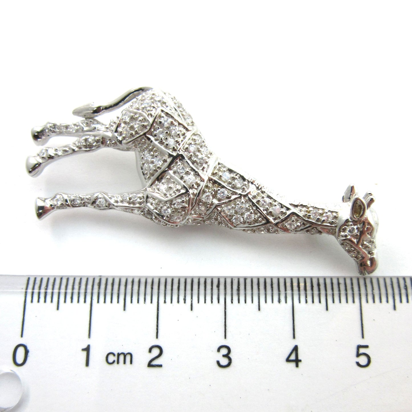 Unique Sterling Silver and Cubic Zirconia GIRAFFE Pin