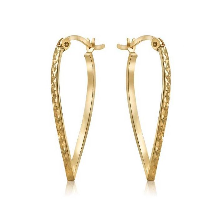Wavy Etched Oval Hoop Earrings - Rhodium or Gold-plated