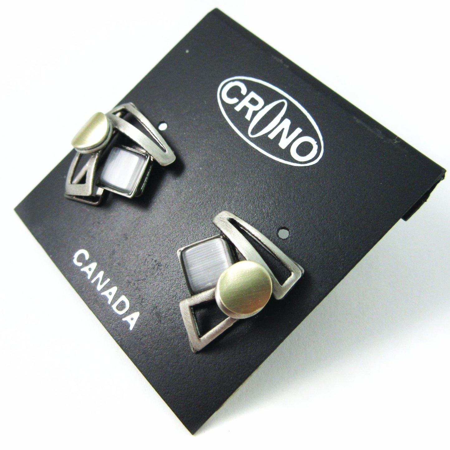 Grey Cat's Eye Geometric Stud Earrings by Christophe POLY