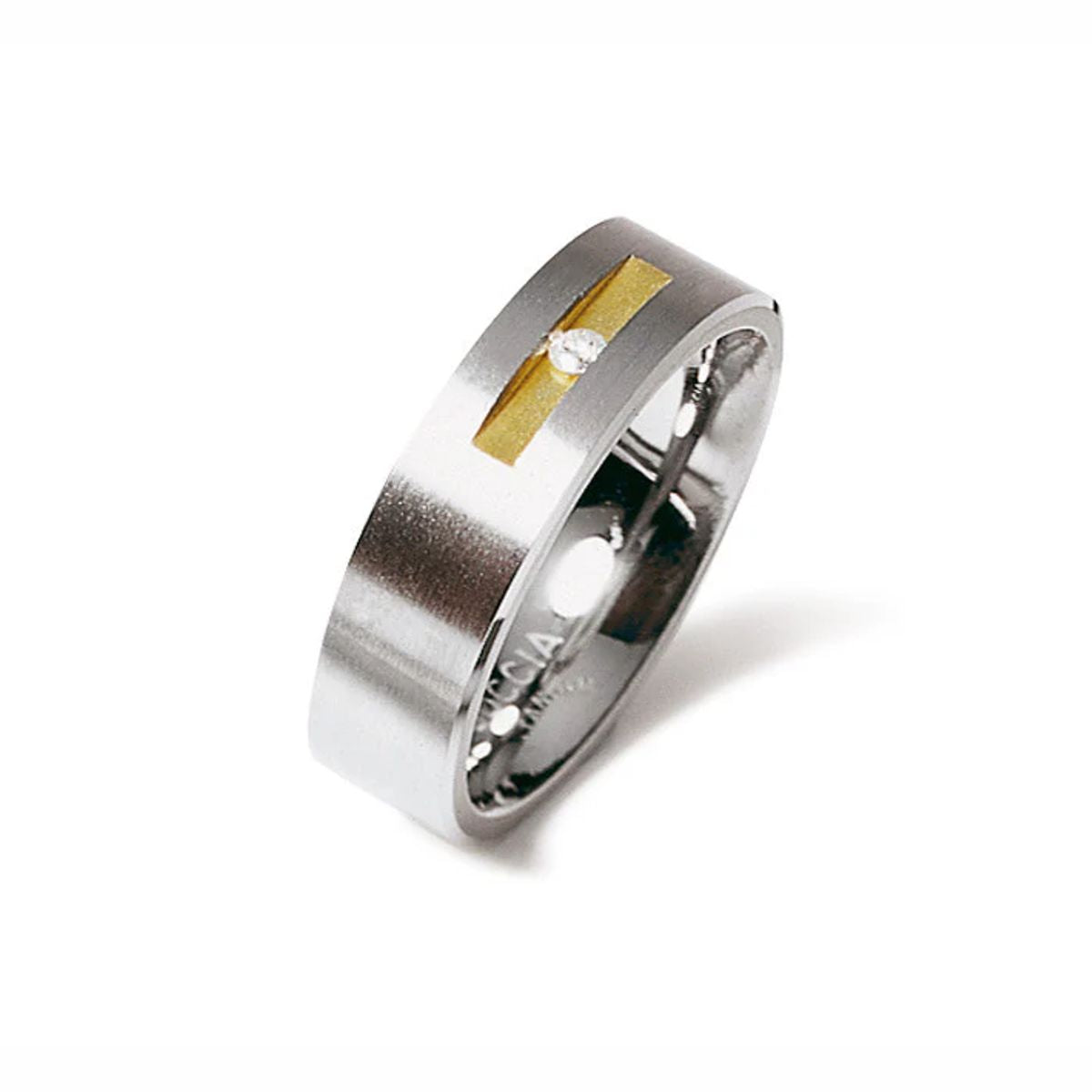 Boccia Two-tone Titanium Band with Single Channel-set .03pt Diamond - 0101-08