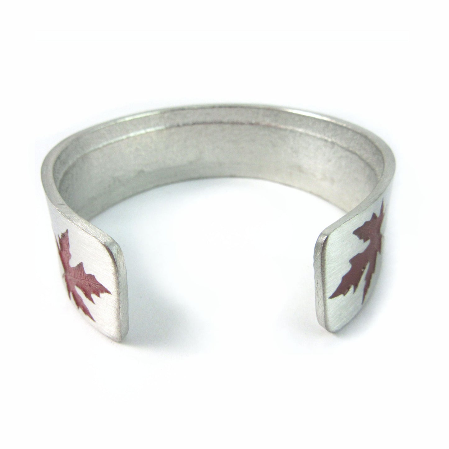 Atlantic Pewter Red Maple Leaf Cuff Bracelet