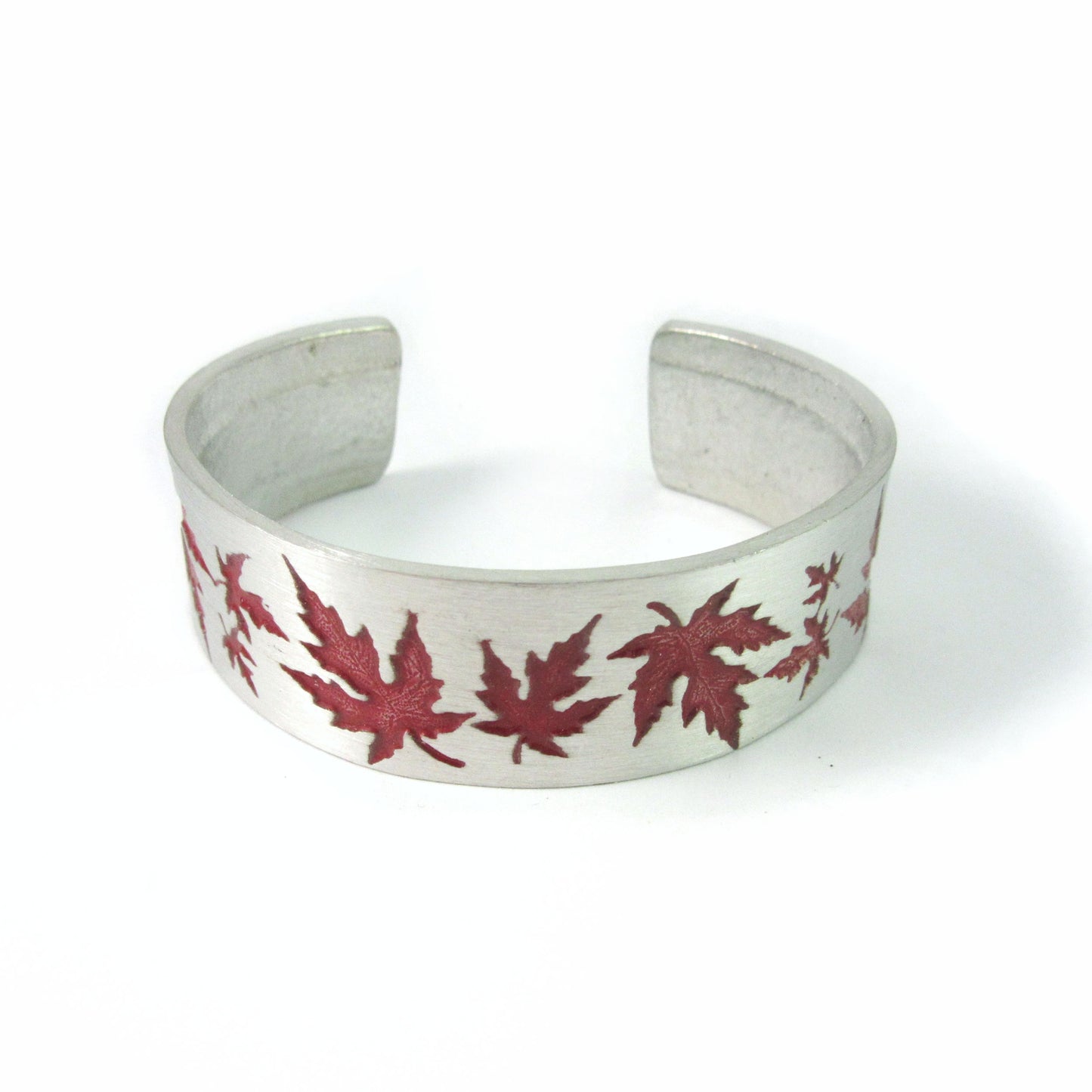 Atlantic Pewter Red Maple Leaf Cuff Bracelet