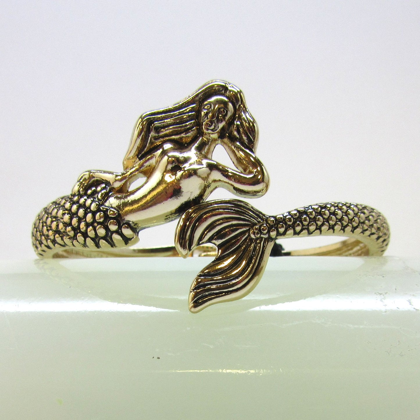 Gold-plated Mermaid Hinged Cuff Bracelet - Chelsea Pewter
