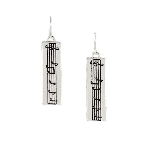 Silver-plated Piano Keys Keyboard Music Lover Earrings - Chelsea Pewter