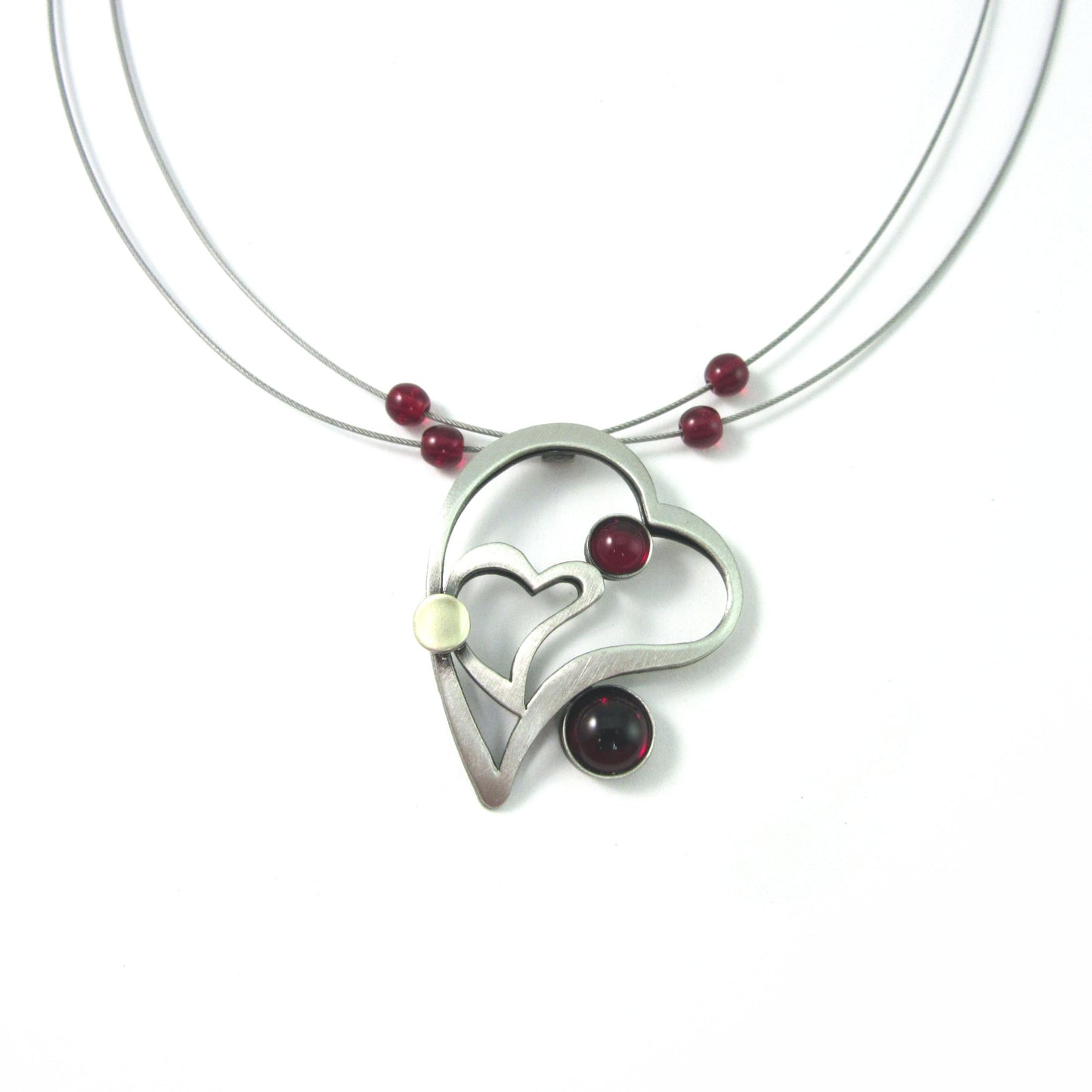 Red Acrylic Two-tone Heart shaped Necklace by Christophe POLY