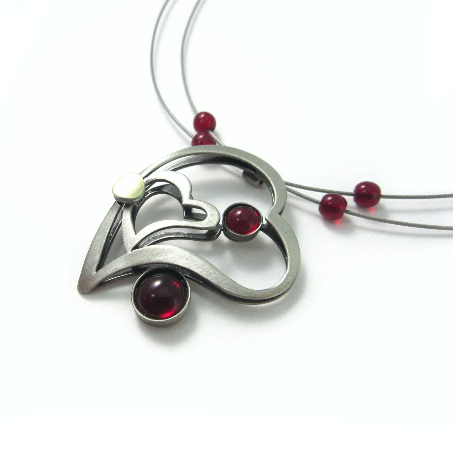 Red Acrylic Two-tone Heart shaped Necklace by Christophe POLY