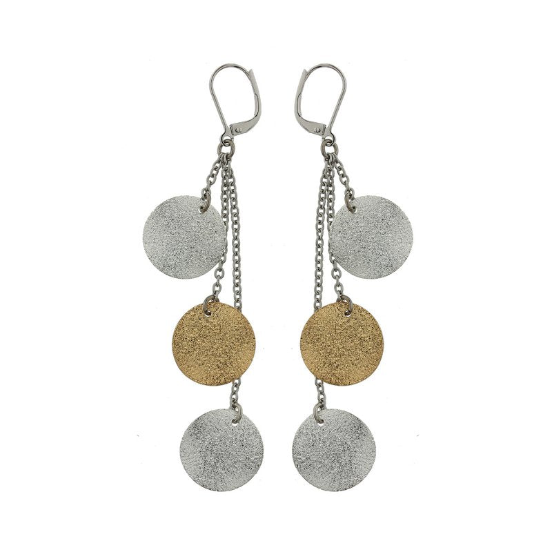 Sandblasted Steel 2-Tone Circles Leverbacks - ER840