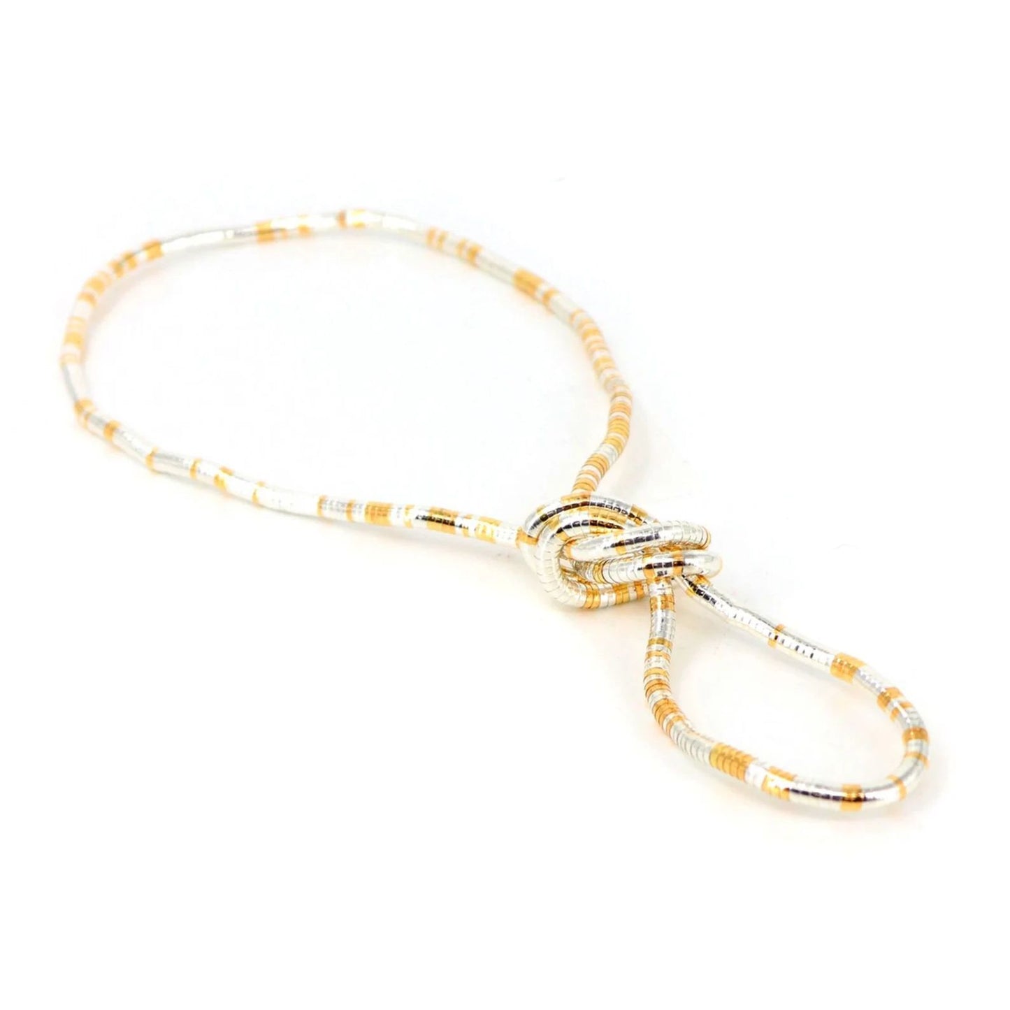 Two-tone (Gold and Silver) Moldable Flexible Bendy Snake Necklace - 5mm Width