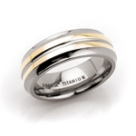 Boccia Titanium Ring with 2 Lines of 14kt Gold - 113-01