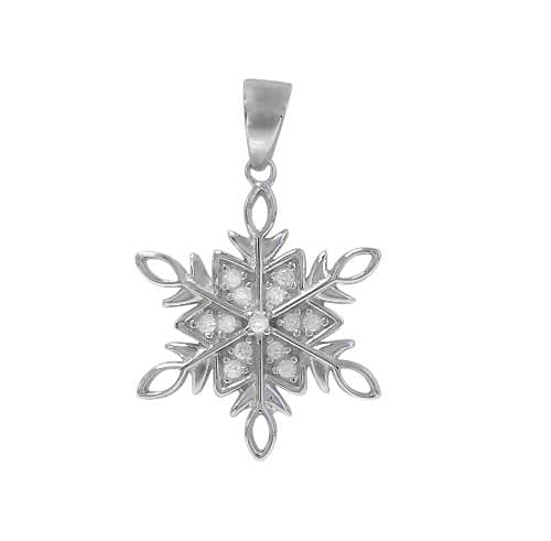 Six-Point Snowflake Cubic Zirconia Sterling Pendant