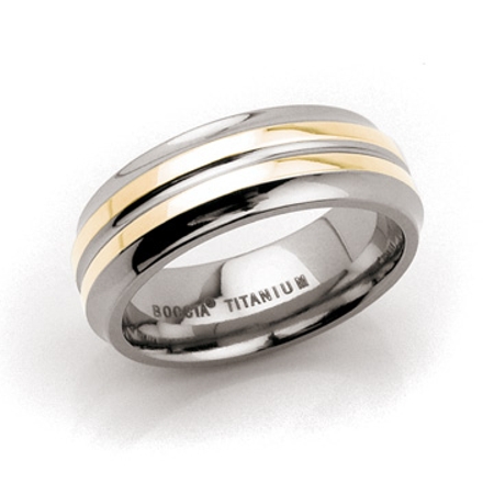 Boccia Titanium Ring with 2 Lines of 14kt Gold - 113-01 - Click Image to Close