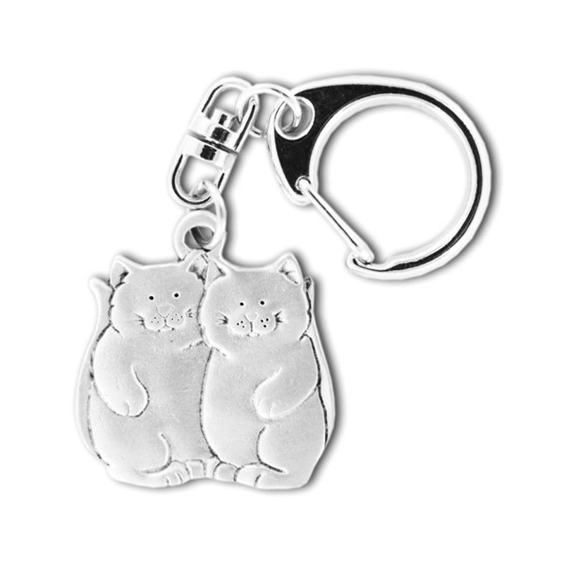 Two Cats Pewter Key Ring - 1865KP - Click Image to Close