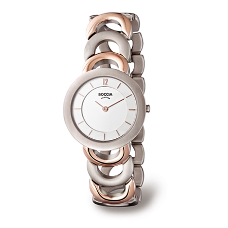Rose Gold Plate C-Link All-Titanium Round Watch - 3132-07 - Click Image to Close