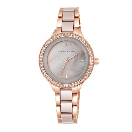 Anne Klein Taupe Ceramic and Rose Gold - AK-1418RGTP - Click Image to Close
