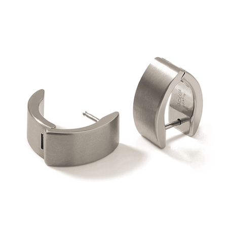 Wide Brushed Titanium Huggie Earrings - Click Image to Close