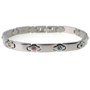 Steel Rainbow Crystal Link Bracelet - BR2886