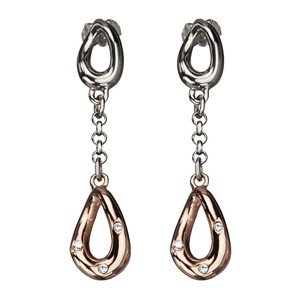 Rose Gold plated Steel Twist Dangles w/CZs