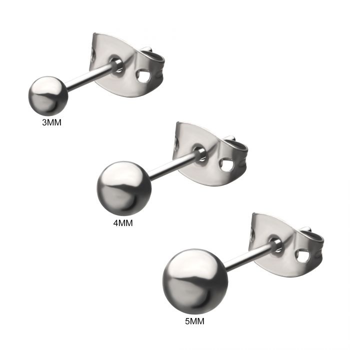 INOX Titanium Ball Studs - for Sensitive Ears
