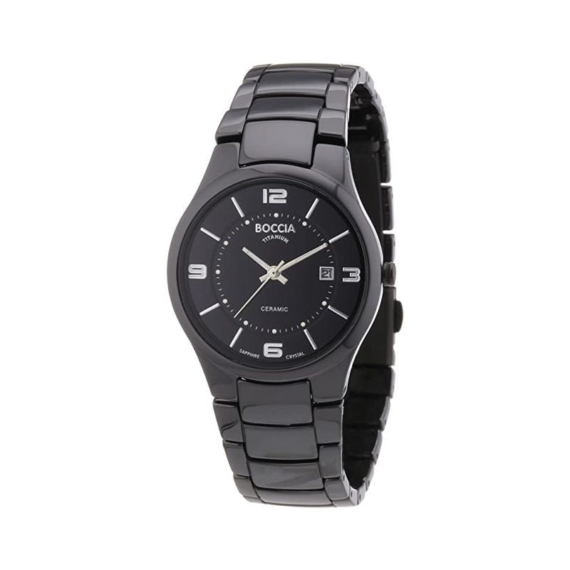 BOCCIA Titanium All Black Ceramic Watch w/Sapphire Crystal - 3196-02