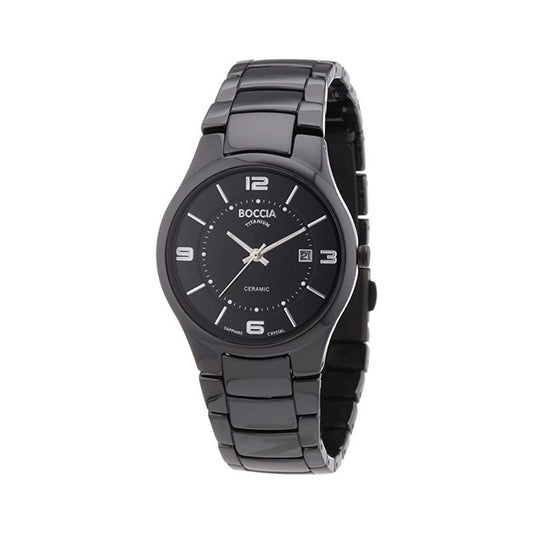 BOCCIA Titanium All Black Ceramic Watch w/Sapphire Crystal - 3196-02