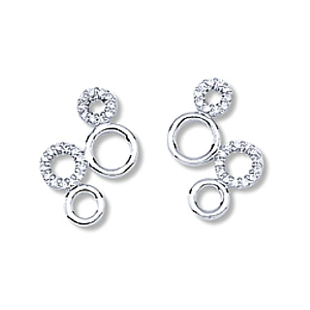 Stacked Circles with Cubic Zirconia Sterling Post-style Earrings - EP5555