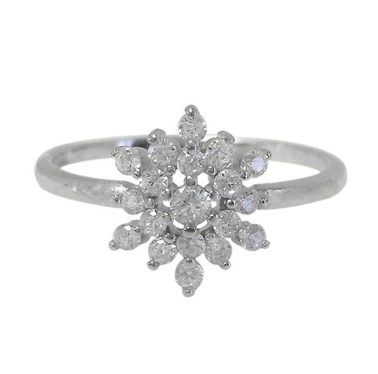 Sterling Silver Snowflake Cubic Zirconia Ring - ACZ1458